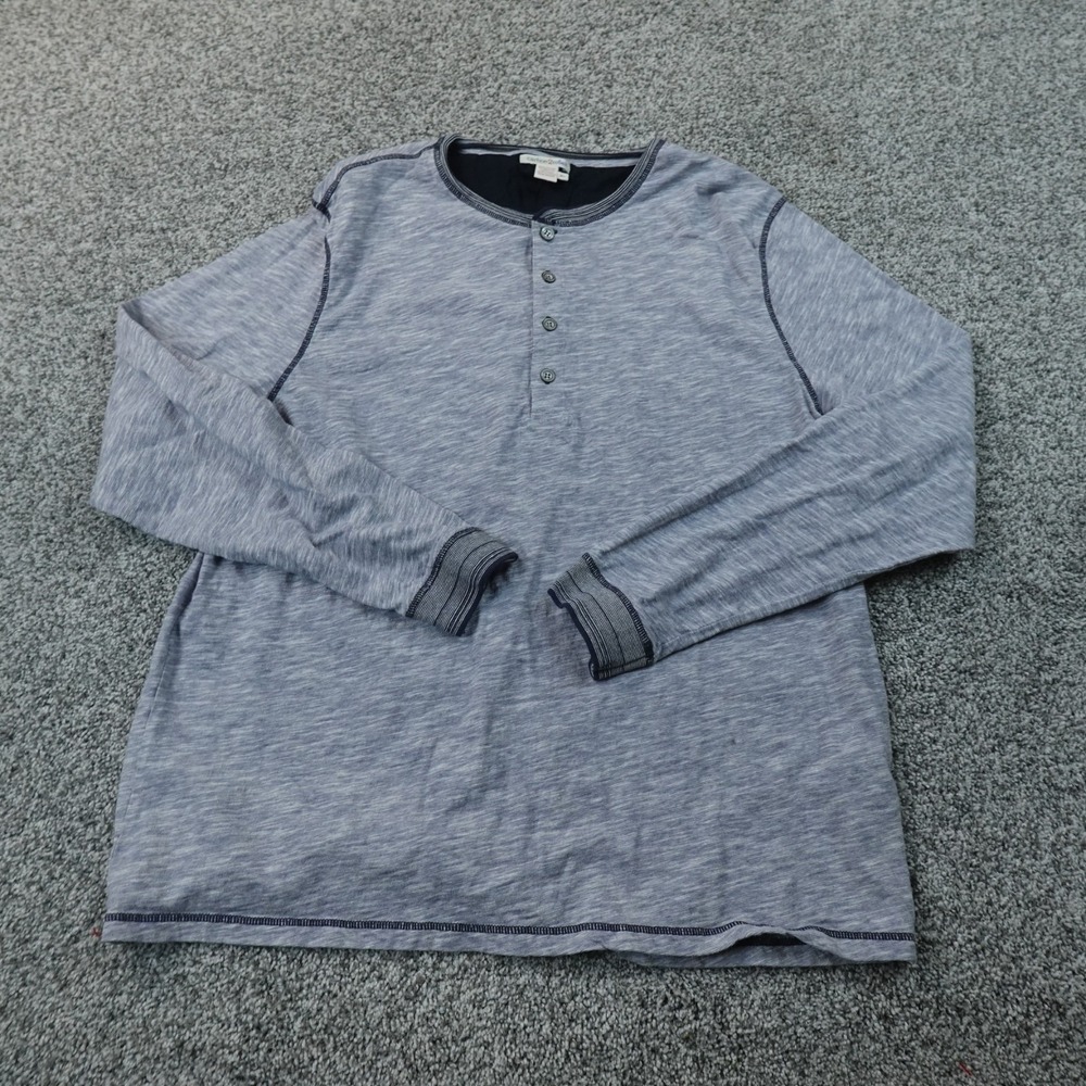Carbon2cobalt Shirt Mens XL Blue Heathered Knit Henley Long Sleeve Preppy Casual